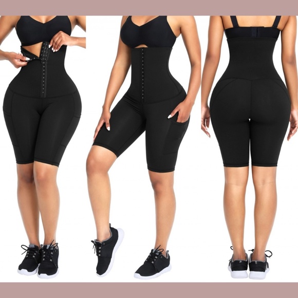 NWT Feelingirl [ MEDIUM ] Tummy Control High Waist‎ Trainer Shorts in Black - Picture 1 of 12